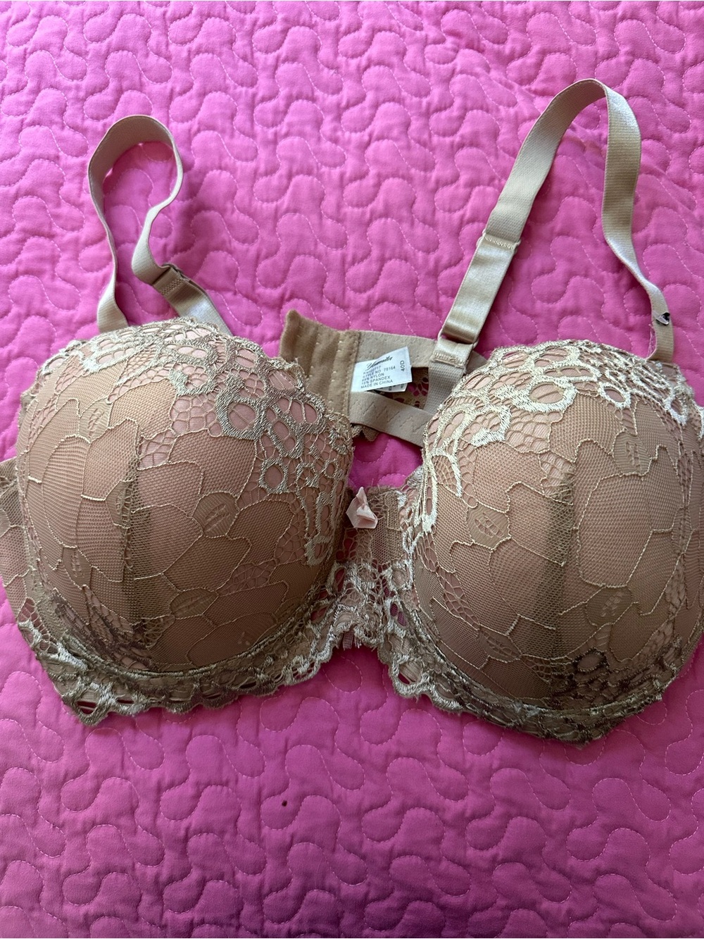 Unk Beige Lace-Trim Push-Up Bra